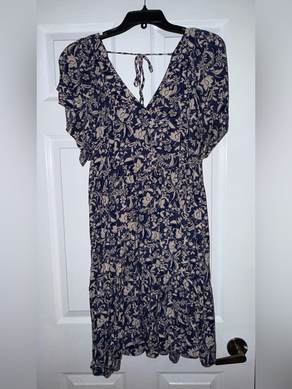 Old Navy Navy and Cream Floral Midi Dress